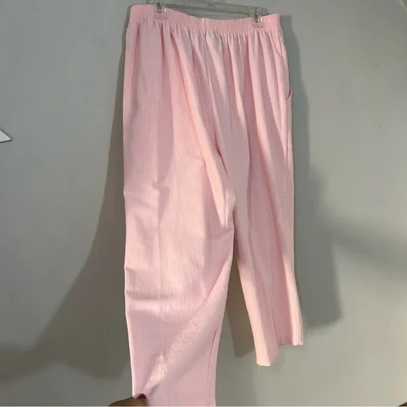 Vintage ballerina pink elastic waist cotton blend comfy lightweight ankle pants - Picture 6 of 14